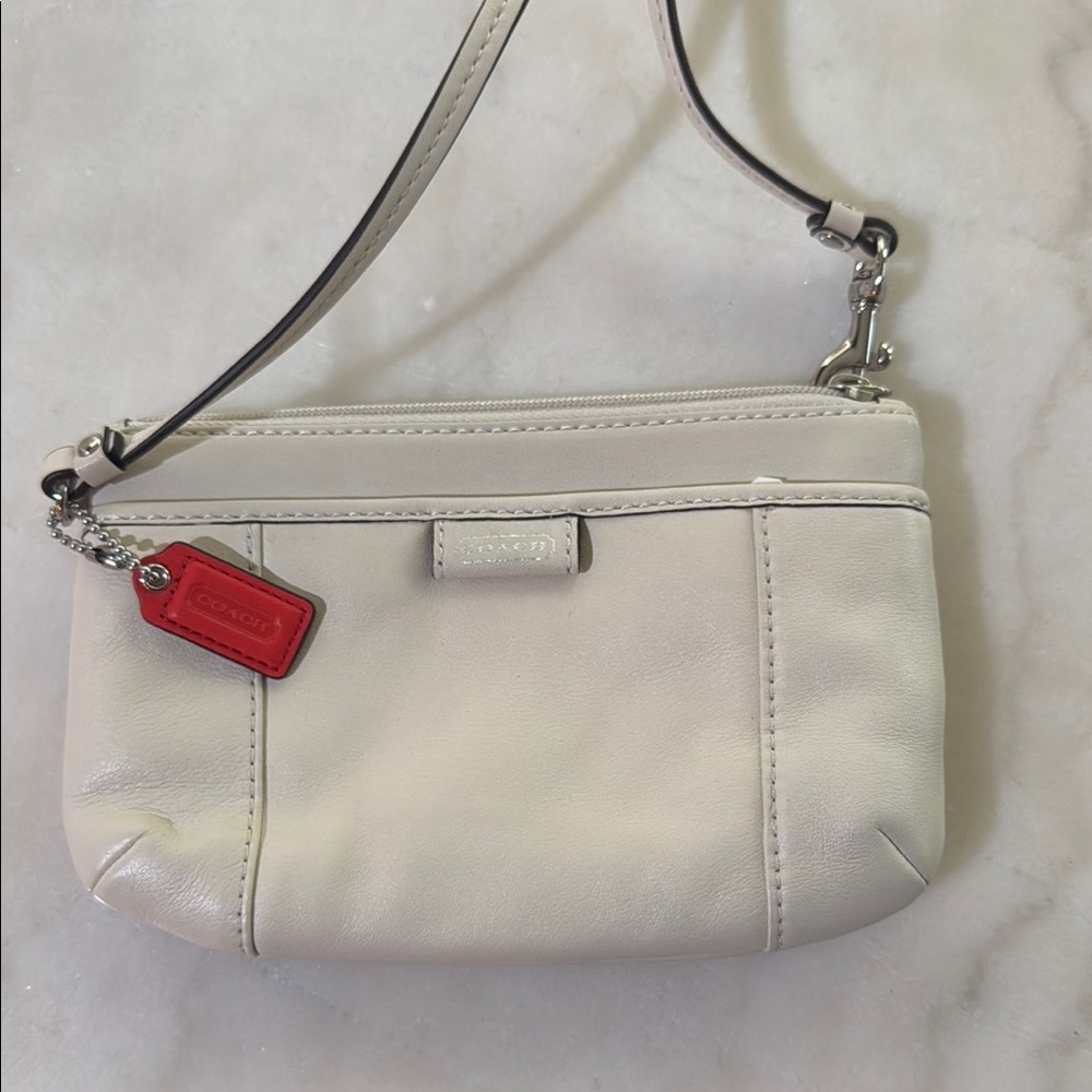 Coach Cream Wristlet with Red Tag
